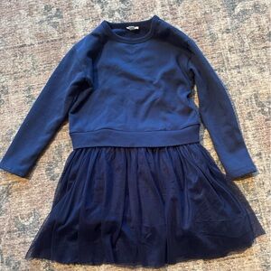 Girls Crewcuts Navy Blue Sweatshirt Dress with Tule Skirt